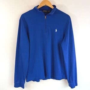 Polo Ralph Lauren Quarter Zip Pullover Blue Pima Cotton Preppy Old Money‎ Golf L